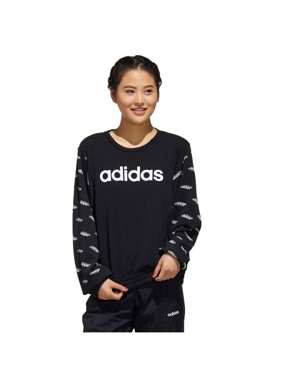 Adidas Ess Linear Fav Core All Over Print Sweatshirt Size XS